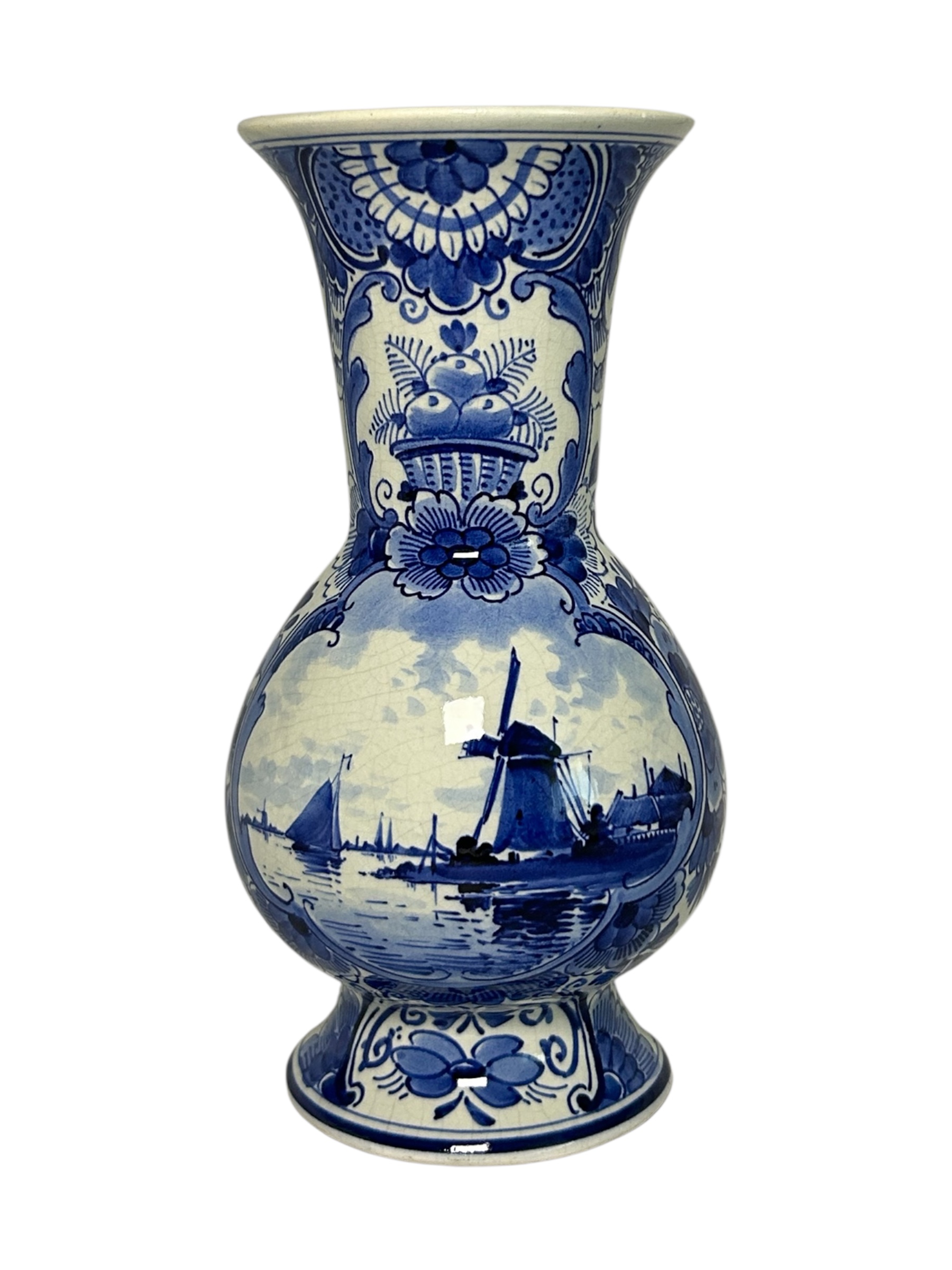 Porceleyne Fles Baluster Vase with Windmill Landscape