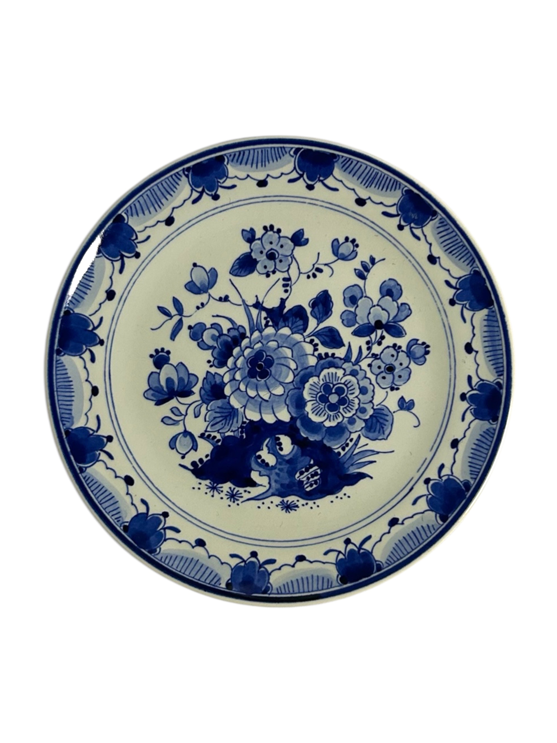 Porceleyne Fles Plate with Patterned Floral Border
